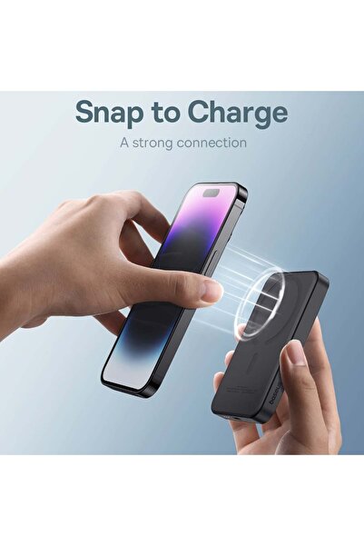 Baseus Εξωτερική μπαταρία, Baseus, μαγνητική, γρήγορη φόρτιση, USB-C, 5000mAh, 20W, μαγνητική μίνι, μαύρη
