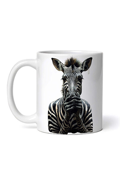 OEM Cană albă personalizată, Zebră de Halloween cu mâini, INOVATIX®. 330ml