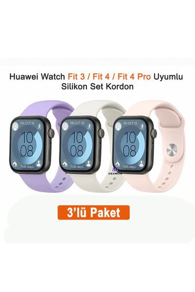 Dexmon Huawei Watch Fit 3 / Fit 4 / Fit 4 Pro Compatible 3-Piece Silicone Cor...