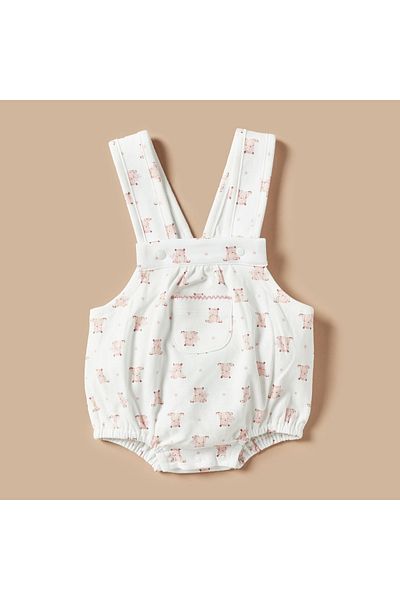 giggles Teddy Bear Print T-shirt and Dungarees Set