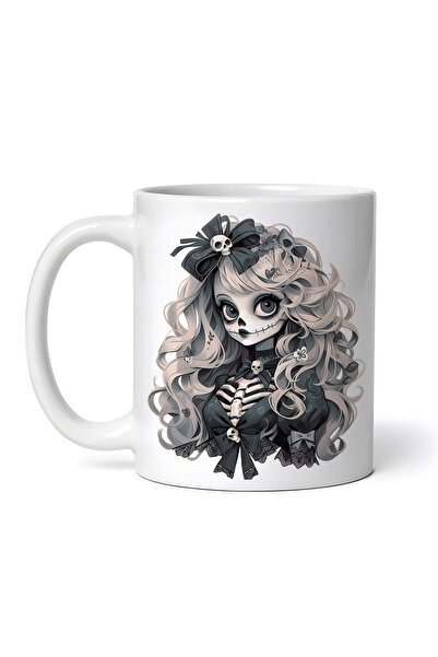 OEM Εξατομικευμένη λευκή κούπα, Κορίτσι Σκελετός για το Halloween, INOVATIX®....