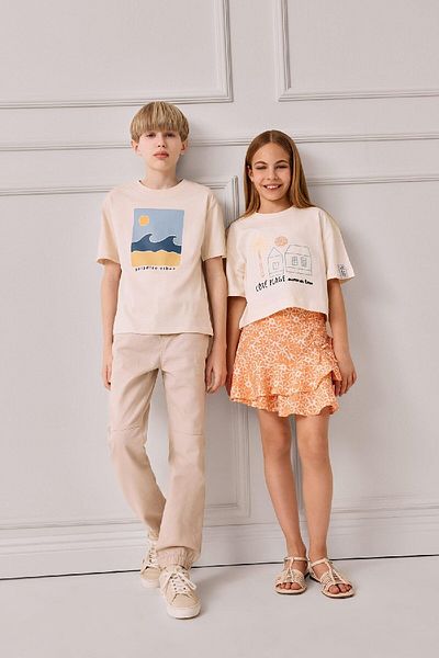 DeFacto Girls' Boxy Fit Crew Neck Printed Short Sleeve T-Shirt E4407A825Sm