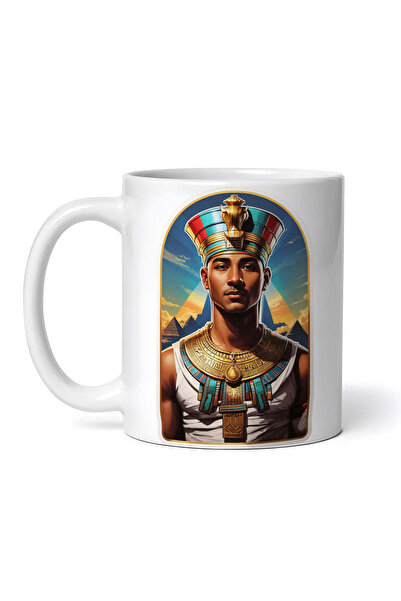 OEM Εξατομικευμένη λευκή κούπα, ο αιγυπτιακός θεός Ιμχοτέπ, INOVATIX®. 330ml