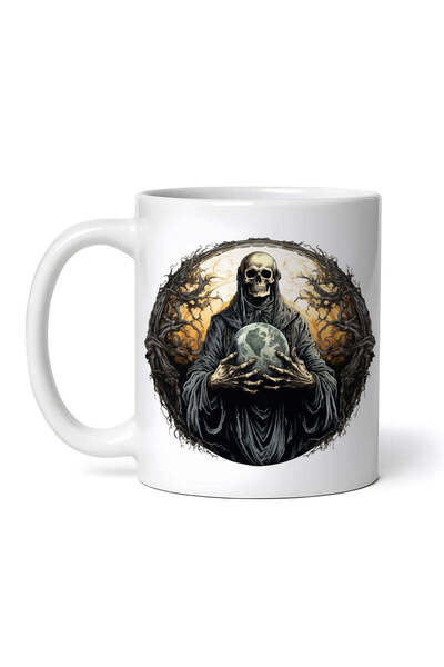 OEM Cană albă personalizată, Halloween moarte cu glob, INOVATIX®. 330ml