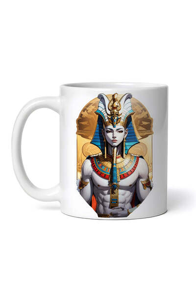 OEM Cană albă personalizată, Zeul Egiptean Osiris, INOVATIX®. 330ml