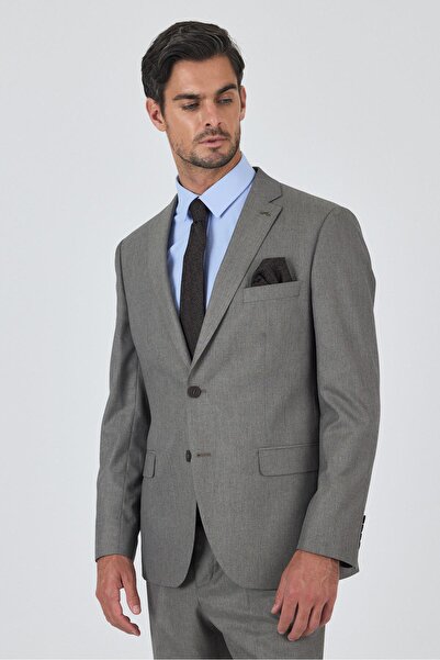 İmza Bej Mono Yaka Esnek 6 Drop Comfort Fit Classic Takım Elbise 1001250152