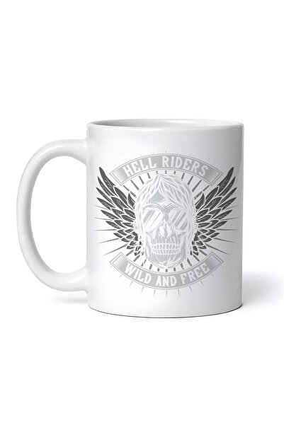 OEM Cană albă personalizată, Hell Riders wild and free, INOVATIX®. 330 ml