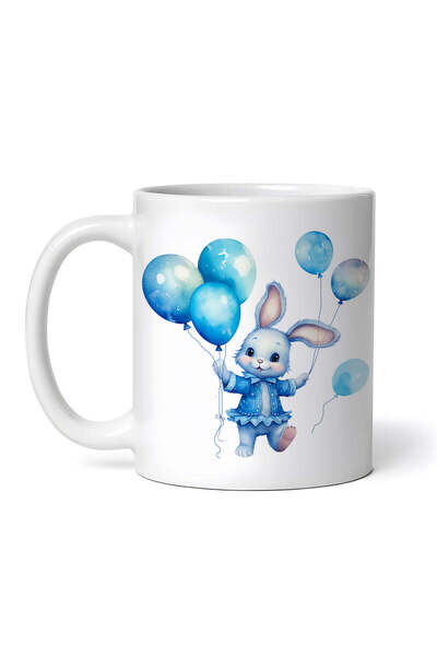 OEM Cană albă personalizată, Iepuraș cu fustă albastră și baloane, INOVATIX®....