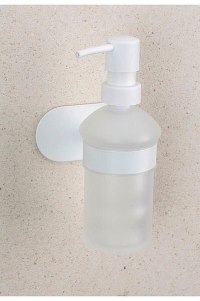 Saban Wall Mounted Soap Dispenser – Matte White, Stainless Steel, Adhesive System, 200 ml Capacity, Sate