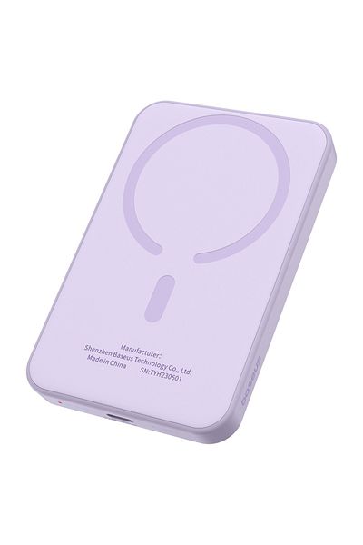 Baseus External Battery, Baseus, Magnetic, Fast Charging, USB-C, 5000mAh, 20W, Magnetic Mini, Purple