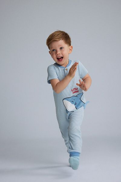 DeFacto Baby Boy Newborn Sea Printed Waffle Jumpsuit E7939A525Sm