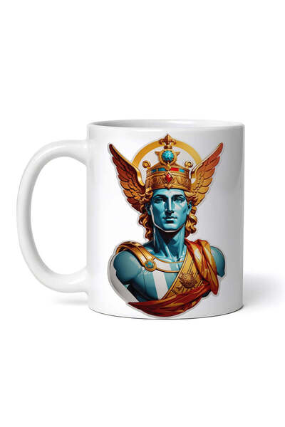OEM Cană albă personalizată, Zeul grec Hermes, INOVATIX®. 330ml