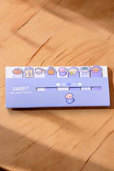 Piramit Kırtasiye Purple Mini Adhesive Note Paper Postit with Cute Teddy Bear