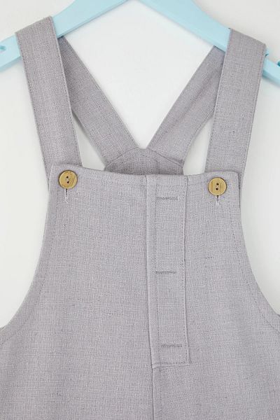 Pollito Boy's Gray Buttoned Linen Blended Adjustable Salopet