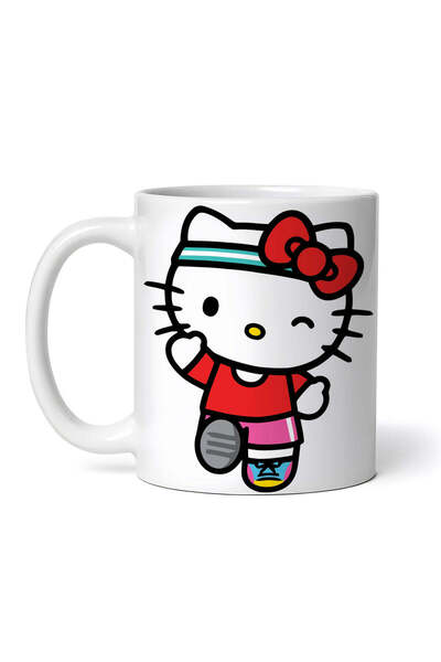 OEM Cană albă personalizată, cu imprimeu sportiv Hello Kitty, INOVATIX®. 330 ml