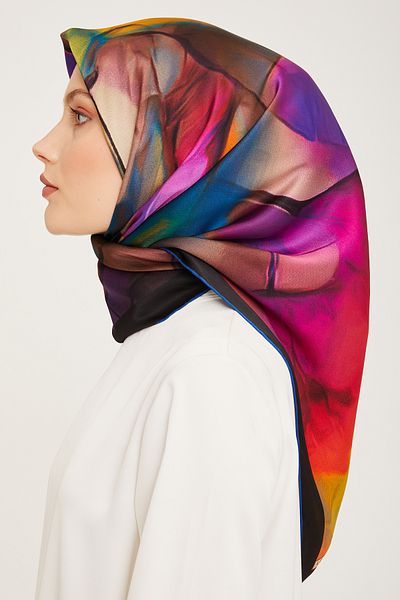 Armine Σειρά Nostalgia Twill Silk Scarf 9014d-01 Τυρκουάζ-καφέ