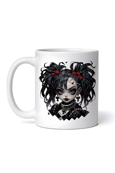 OEM Cană albă personalizată, Halloween Zombie Girl cu fundițe roșii, INOVATIX...