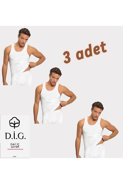 MODA Dai̇- Cotton Combed Single Jersey Men's Athlete Economic Comfortable 3 Pcs