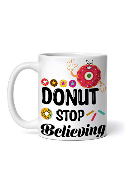 OEM Cană albă personalizată, Donut Stop Believe, INOVATIX®. 330ml
