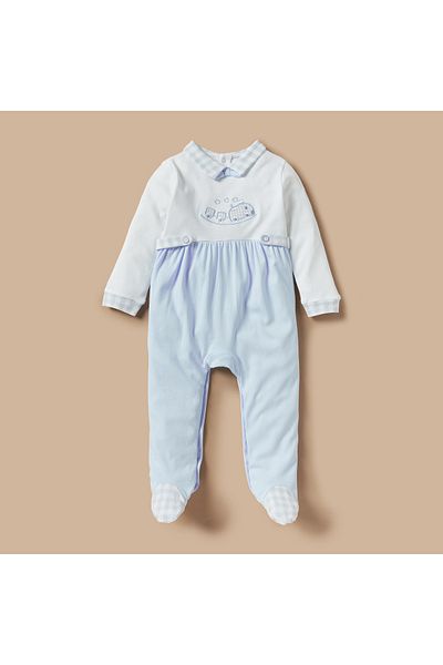 giggles Applique Detail Closed Feet Sleepsuit with Long Sleeves
