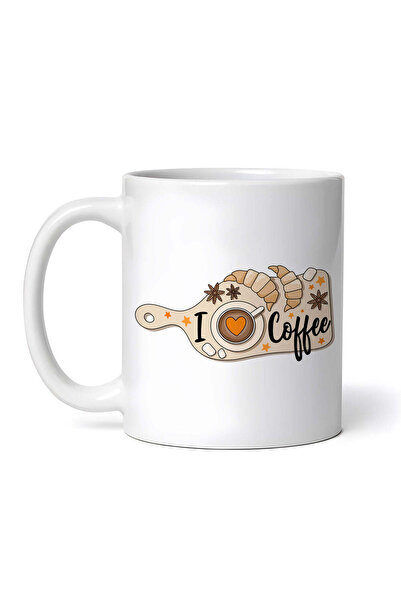 OEM Εξατομικευμένη λευκή κούπα, I Love Coffee, INOVATIX®. 330 ml