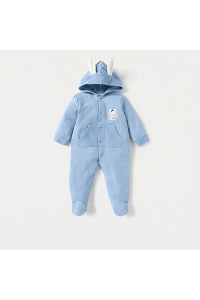 Juniors Animal Detail Hooded Sleepsuit with Long Sleeves