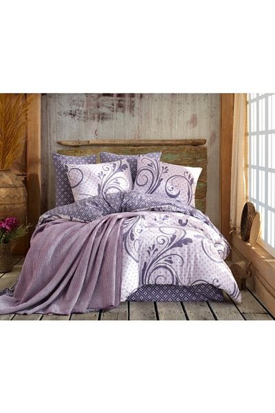 Nazenin Set 5 piese, lenjerie de pat + patura, Nazenin Home, Otis Lila