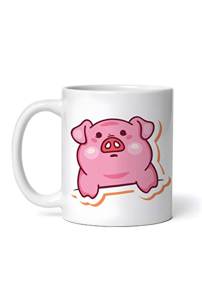 OEM Cană albă personalizată, purceluș roz, INOVATIX®. 330 ml