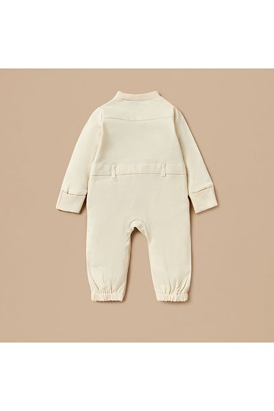 Juniors Solid Sleepsuit with Long Sleeves and Button Closure