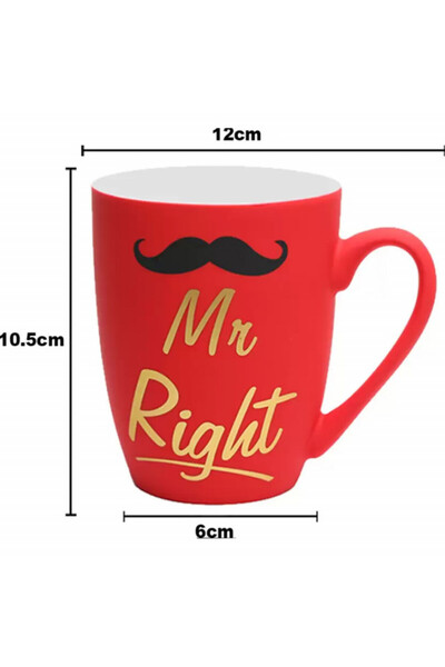 PUFO Mr Right matte ceramic mug, for coffee or tea, 360 ml, red
