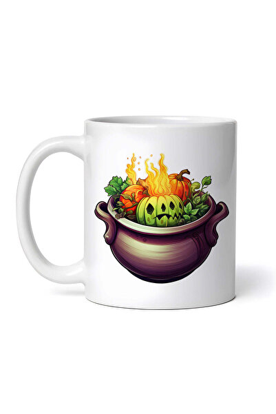 OEM Cană albă personalizată, ghiveci de Halloween cu dovleci în flăcări, INOV...