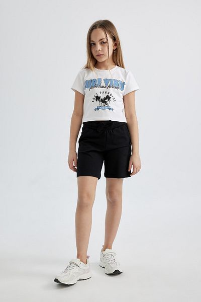 DeFacto Girl's Basic Plain Bermuda Shorts B5165A824Hs
