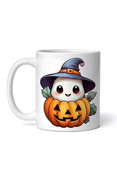 OEM Cană albă personalizată, fantomă de dovleac de Halloween, INOVATIX®. 330ml