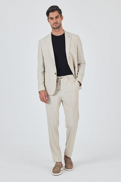 İmza Beige Sword Collar Flexible 6 Drop Slim Fit Classic Suit 1001250100