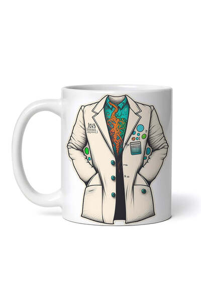 OEM Cană albă personalizată, halat de laborator, INOVATIX®. 330ml