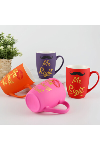 PUFO Mr Right matte ceramic mug, for coffee or tea, 360 ml, red