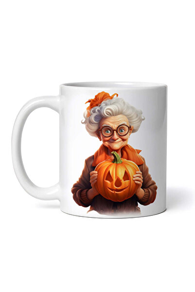 OEM Cană albă personalizată, bunică de Halloween cu dovleac, INOVATIX®. 330ml