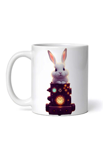 OEM Cană albă personalizată, Iepuraș Steampunk, INOVATIX®. 330ml