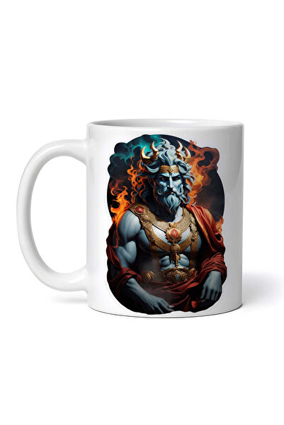 OEM Cană albă personalizată, zeul grec Hades cu coarne, INOVATIX®. 330ml