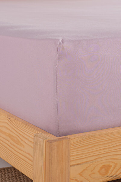 Karden Flower Plain 100% Cotton Double Ranforce Fitted Sheet Lilac