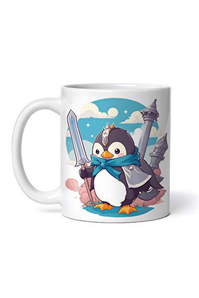 OEM Cană albă personalizată, Pinguin cu sabie, INOVATIX®. 330ml