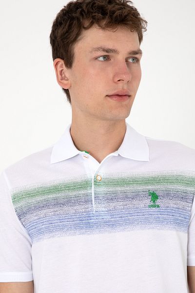 U.S. Polo Assn. Tricou albastru cu gât polo pentru bărbați 50300365-VR036