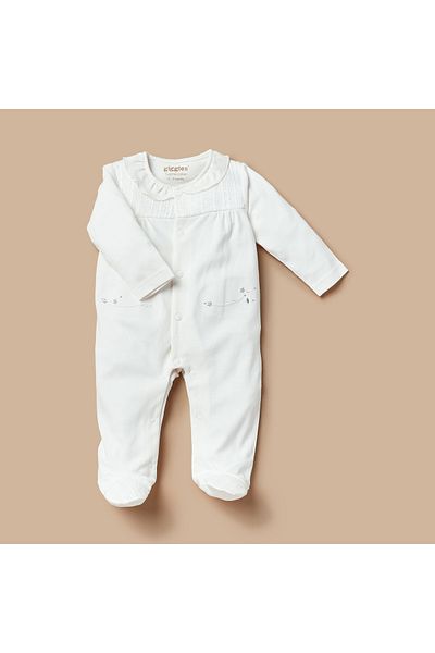 giggles Embroidered Sleepsuit with Long Sleeves