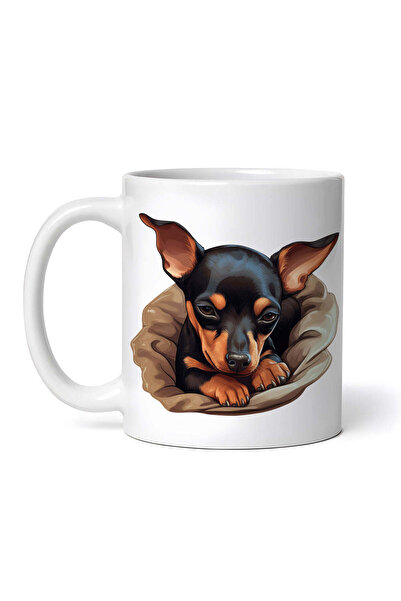 OEM Εξατομικευμένη λευκή κούπα, κουτάβι Pinscher, INOVATIX®. 330ml