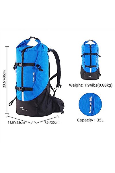 MobiHome Рюкзак для піших прогулянок 35 літрів, унісекс, синій, для активного відпочинку/кемпінгу - MBHK004