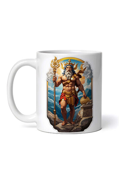 OEM Cană albă personalizată, zeul grec Pan cu sceptru, INOVATIX®. 330ml