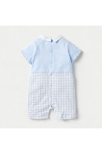 giggles Bear Applique Romper with Button Closure