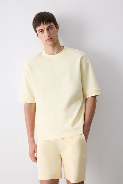 DeFacto Μπλουζάκι Loose Fit Crew με κοντό μανίκι βαρύ ύφασμα Basic μασίφ μπλουζάκι B4844ax25sp