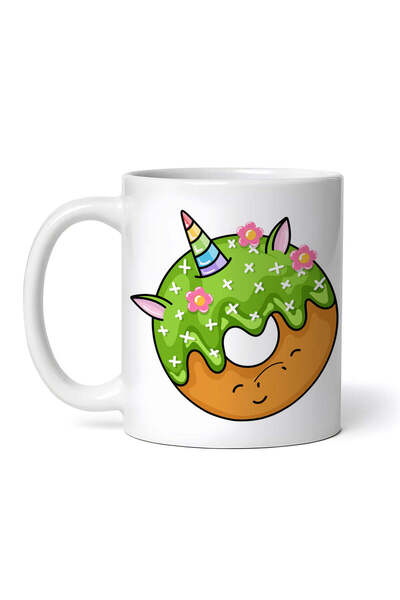 OEM Cană albă personalizată, Donut Unicorn cu mentă, INOVATIX®. 330ml