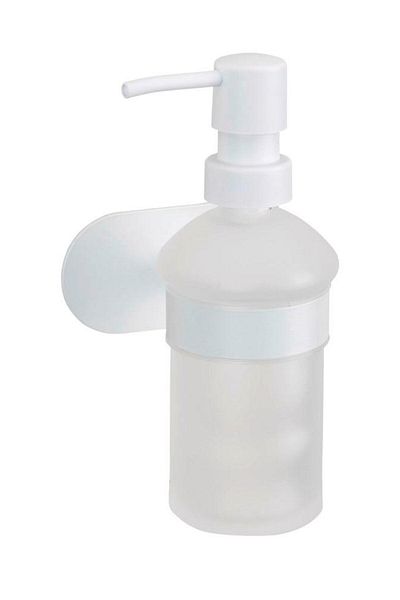 Saban Wall Mounted Soap Dispenser – Matte White, Stainless Steel, Adhesive System, 200 ml Capacity, Sate